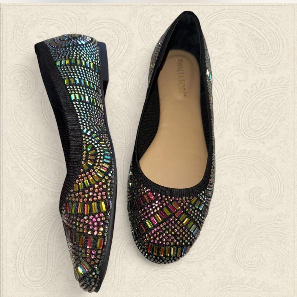 Black ballet Embellished Flats rhinestone bling